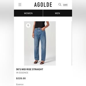 AGOLDE 90's Mid Rise Straight Jeans - Essence Size 26